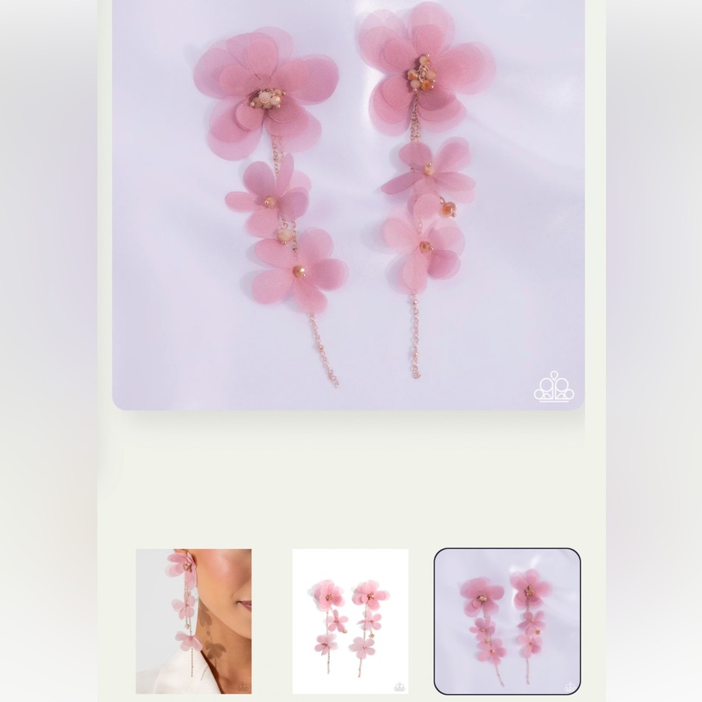 🌸🌸🌸 “BALLETCORE” PINK SILK FLORAL EARRINGS ~ PAPARAZZI❗️🌸🌸🌸 - Picture 4 of 4